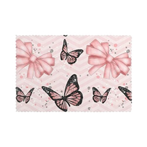 Set de table Papillon rose en polyester 6 pièces 45.7x30.5 cm