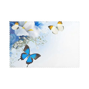 Set de table Papillon blanc en polyester 6 pièces 45x30 cm