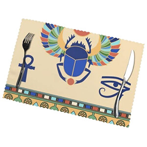 Set de table Scarabée Égyptienne en polyester 6 pièces 45x30 cm