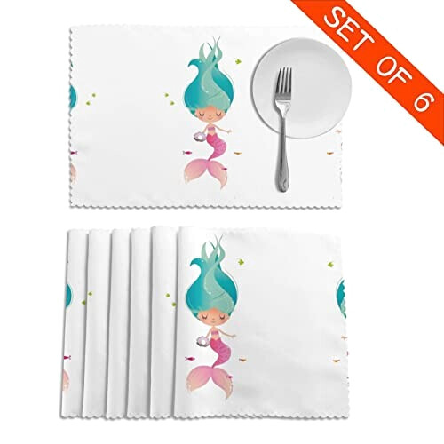 Set de table Sirène mermaid en polyester 6 pièces 45.7x30.5 cm variant 2 