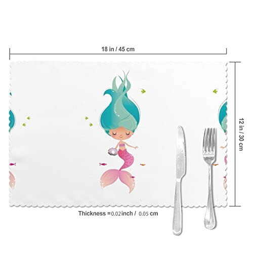 Set de table Sirène mermaid en polyester 6 pièces 45.7x30.5 cm variant 3 