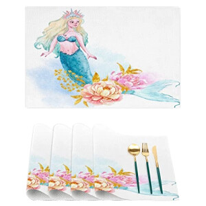 Set de table Sirène mermaid en polyester 4 pièces 29.5x44.5 cm
