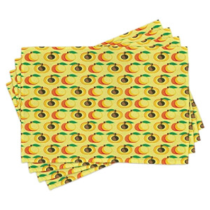 Set de table Abricot pastel jaune orange et vert en polyester 30x45 cm