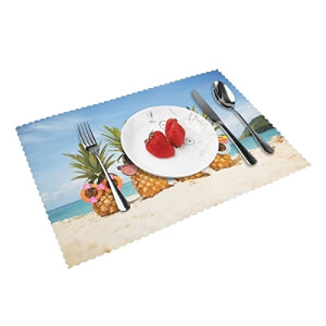 Set de table Ananas de plage de l'océan en polyester 4 pièces 30.5x45.7 cm