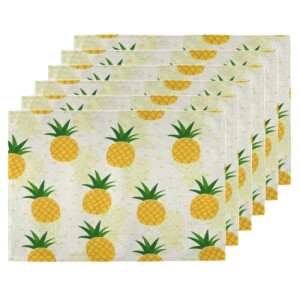 Set de table Ananas multicolore en polyester 6 pièces 45x30 cm