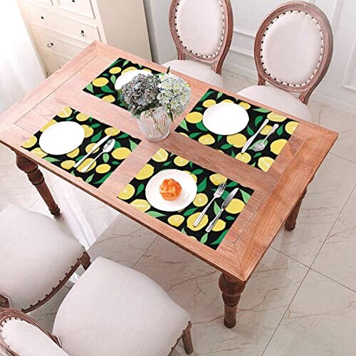 Set de table Citron blanc en polyester 6 pièces 45.7x30.5 cm variant 4 