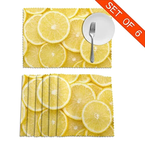 Set de table Citron jaune en polyester 6 pièces 31 cm variant 2 