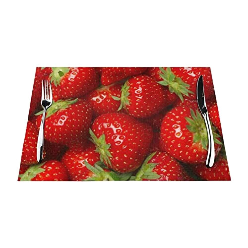 Set de table Fraise noir en polyester 45.7x30.5 cm