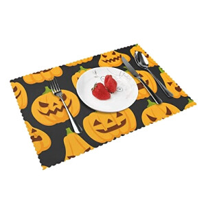 Set de table Citrouille motifs d'halloween en polyester 4 pièces 30.5x45.7 cm