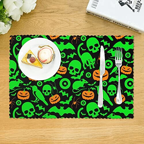 Set de table Citrouille vert en polyester 4 pièces 30.5x45.7 cm variant 1 