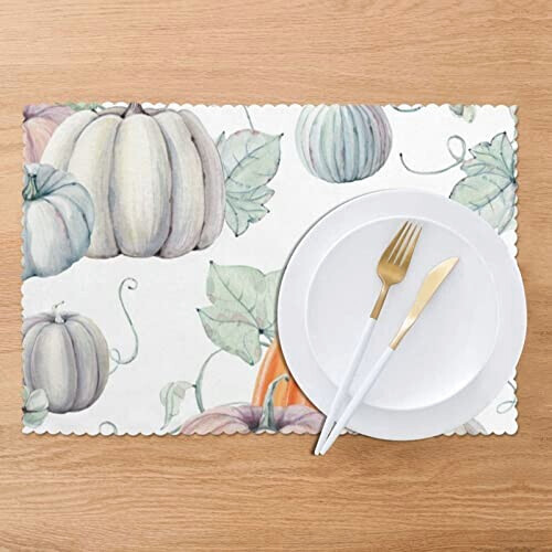 Set de table Citrouille blanc en polyester 6 pièces 45.7x30.5 cm variant 5 