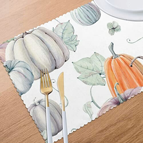 Set de table Citrouille blanc en polyester 6 pièces 45.7x30.5 cm variant 6 