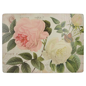 Set de table Rose - Fleur - rouge en bois 6 pièces 30x22.8 cm