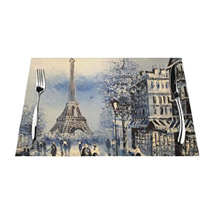 Set de table Paris noir en polyester 6 pièces 45.7x30.5 cm