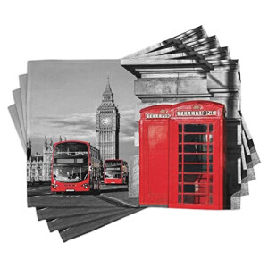 Set de table Londres rouge gris en polyester 30x45 cm