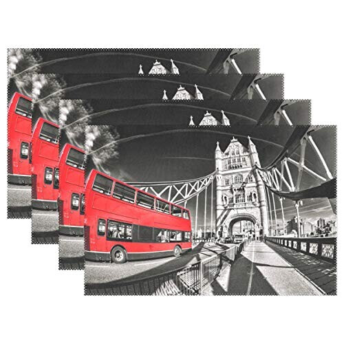 Set de table Londres rouge en polyester 30.5x45.7 cm