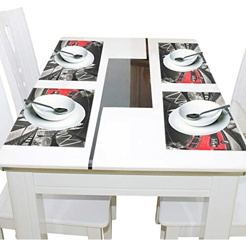 Set de table Londres rouge en polyester 30.5x45.7 cm variant 2 