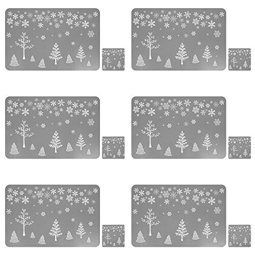 Set de table Noël gris en plastique 12 pièces 43.5x28.5 cm variant 1 