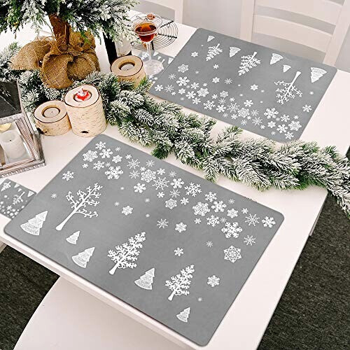 Set de table Noël gris en plastique 12 pièces 43.5x28.5 cm variant 4 