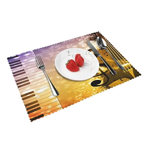Set de table Note de musique notes de musique pour piano et violon en polyester 4 pièces 30.5x45.7 cm