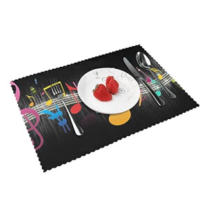 Set de table Note de musique couleurée en polyester 4 pièces 30.5x45.7 cm