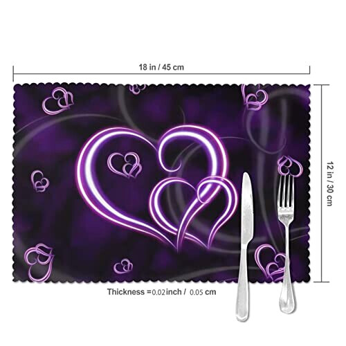 Set de table Coeur violets en polyester 6 pièces 45.7x30.5 cm variant 3 