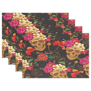 Set de table Tête de mort multicolore en polyester 30.5x45.7 cm