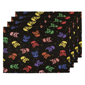 Set de table Tête de mort couleurful pirate skull en polyester 4 pièces 45x30 cm