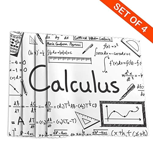 Set de table Mathématique blanc en polyester 4 pièces 45.7x30.5 cm variant 2 