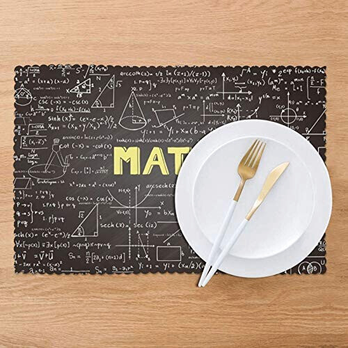 Set de table Mathématique blanc en polyester 6 pièces 45.7x30.5 cm variant 5 