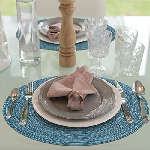 Set de table Rond lac bleu en coton 6 pièces 38 cm variant 0 