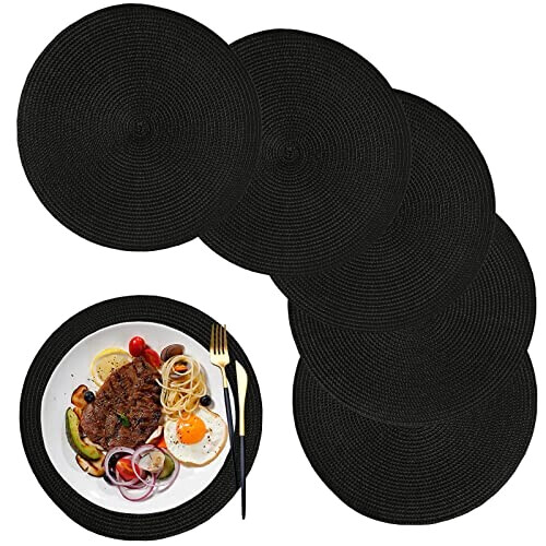 Set de table Rond noir en plastique 32 cm