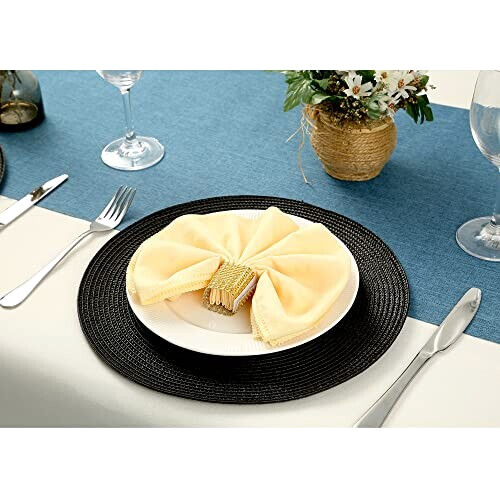 Set de table Rond noir en plastique 32 cm variant 5 