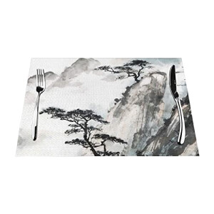 Set de table Chinois blanc en polyester 45.7x30.5 cm