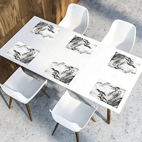 Set de table Chinois blanc en polyester 6 pièces 45.7x30.5 cm variant 7 