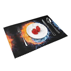 Set de table Yin Yang eau de feu en polyester 4 pièces 30.5x45.7 cm