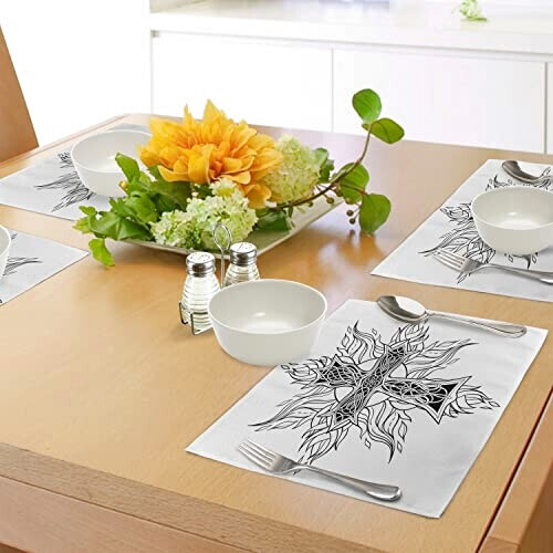 Set de table Celtique noir blanc en polyester 30x45 cm variant 2 