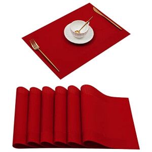 Set de table rouge en pvc 6 pièces 30x45 cm