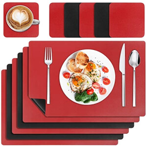 Set de table rouge noir+ en pvc 44x30 cm