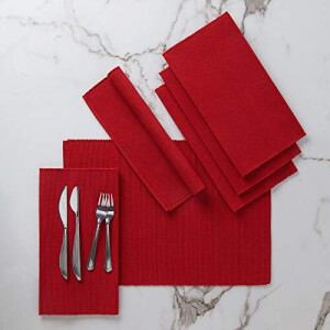 Set de table rouge solide en coton 6 pièces 48x33 cm