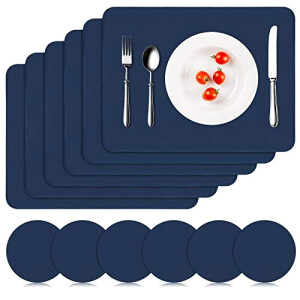 Set de table bleu foncé en pvc 12 pièces 41x31 cm