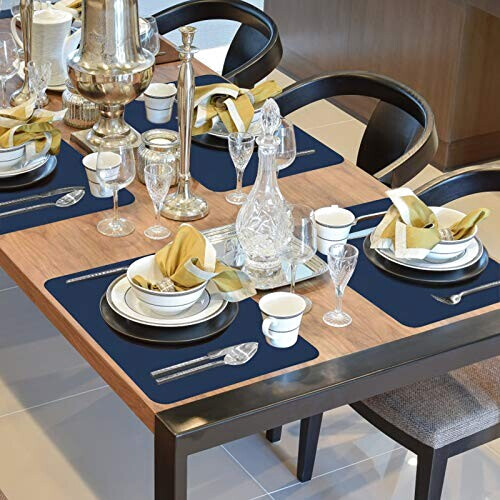 Set de table bleu foncé en pvc 12 pièces 41x31 cm variant 4 