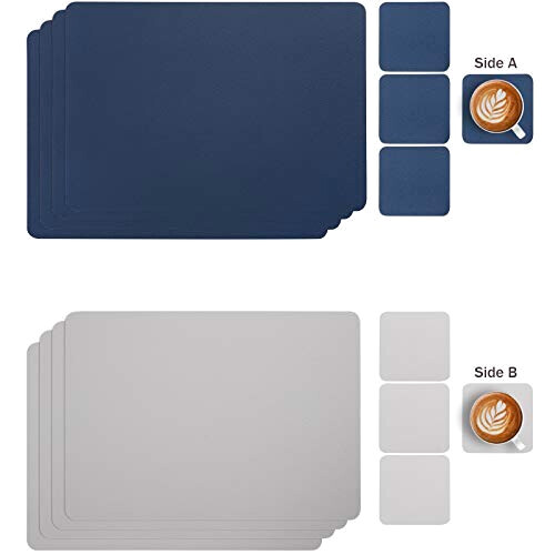 Set de table bleu gris en plastique 6 pièces 30x43 cm variant 0 