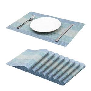 Set de table bleu en polyester 8 pièces 31x11 cm
