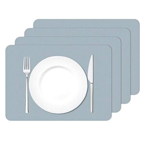 Set de table bleu gris en pvc 4 pièces 42x30 cm