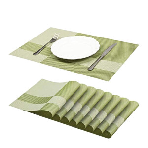 Set de table vert en polyester 8 pièces 45x30 cm