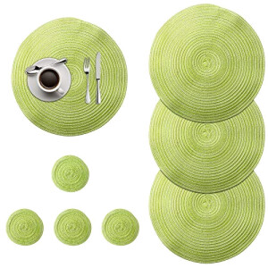 Set de table vert en coton 4 pièces 38 cm