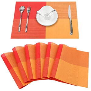 Set de table orange pvc- 6 pièces 45x30 cm