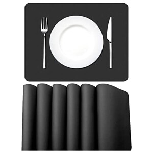 Set de table noir en pvc 6 pièces 42x30 cm