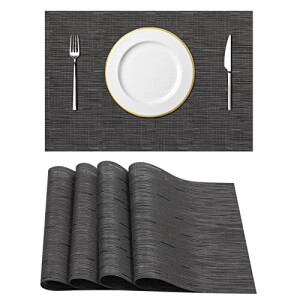 Set de table noir en pvc 4 pièces 45x30 cm